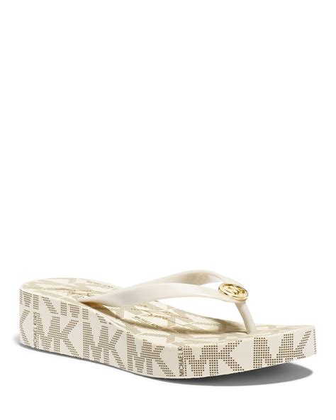 michael kors white flip flops women sale|Michael Kors sandals with heel.